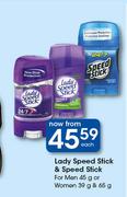 Lady Speed Stick & Speed Stick For Men 45g Or Women 39g & 65g-Each