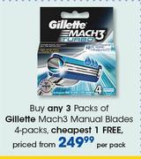 Gillette Mach3 Manual Blades-4 Packs Per Pack