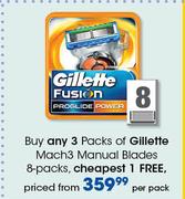 Gillette Mach3 Manual Blades-8 Packs Per Pack
