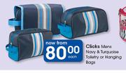 Clicks Mens Navy & Turquoise Toiletry Or Hanging Bags-Each
