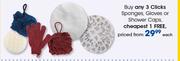 Clicks Sponges, Gloves Or Shower Caps-Each