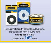 Zenith Double Sided Tape Products-24mm x 1000mm Each