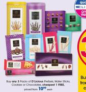 D'Licious Pretzels, Wafer, Sticks, Cookies Or Chocolates-Each