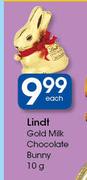 Lindt Gold Milk Chocolate Bunny-10g Each