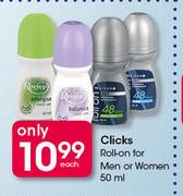 Clicks Roll On For Men Or Women-50ml Each