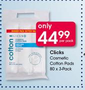 Clicks Cosmetic Cotton Pads-3 Pack x 80