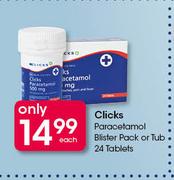 Clicks Paracetamol Blister Pack Or Tub 24 Tablets-Each