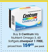 Centrum My Nutrient Omega 3 Softgels-60's