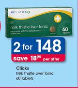 Clicks Milk Thistle Liver Tonic Tablets-2X60's