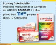 Activo Vite Probiotic Multivitamin Or Complete Caplets(Excl. 10 Capsules)-30's Per Pack