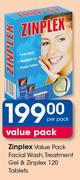 Zinplex Value Pack Facial Wash, Treatment Gel & Zinplex 120 Tablets-Per Pack
