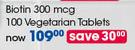 GNC Biotin 300mcg-100 Vegetarian Tablets Per Pack