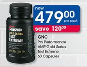 GNC Pro Performance AMP Gold Series Test Extreme-60 Capsules Per Pack
