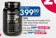 GNC Pro Performance Amplified Gold 100% Whey Protein Advanced Various Flavours-2lb Each