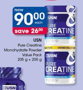 USN Pure Creatine Monohydrate Powder Value Pack-205g + 205g Each