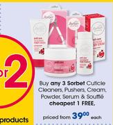 Sorbet Cuticle Cleansers, Pushers, Cream, Powder, Serum & Souffle-Each