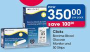 Clicks Bionime Blood Glucose Monitor & 50 Strips-Per pack