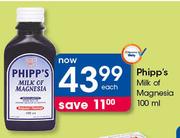 Phipp's Milk Of Magnesia-100ml Each