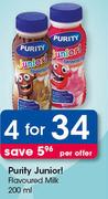 Purity Junior! Flavoured Milk-4X200ml 