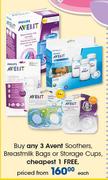 Avent Soothers, Breastmilk Bags Or Storage Cups-Each