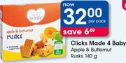Clicks Made 4 Baby Apple & Butternut Rusks-140g Per Pack