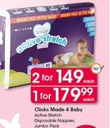 Clicks Made 4 Baby Active Stretch Disposable Nappies Jumbo Pack-Each