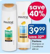 Pantene Shampoo or Conditioner-400ml Each