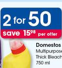 Domestos Multipurpose Thick Bleach-2X750ml Per Offer