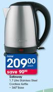 Safeway 1.7Litre Satinless Steel Cordless Kettle-Each