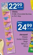Clicks 5 Milk Chocolate Bunnies In PVC Strip-Per Strip