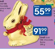 Lindt Gold Milk Chocolate Bunny-200g Each