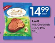 Lindt Milk Chocolate Bunny Paw-20g Each