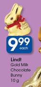Lindt Gold Milk Chocolate Bunny-10g Each