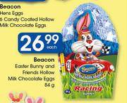 Beacon Easter Bunny & Friends Hollow Milk Chocolate Eggs-84g Each