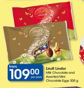 Lindt Lindor Milk Chocolate Assorted Mini Chocolate Eggs-300g Per Pack
