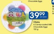 Clicks 6 Candy Coated Milk Chocolate Eggs-132g Per Pack