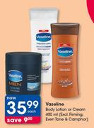 Vaseline Body Lotion Or Cream-400ml Each