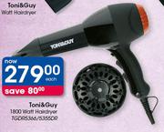 Toni & Guy 1800 Watt Hairdryer(TGDR5366/5355DR)-Each