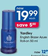 Yardley English Blazer Azure Roll On-50ml Each