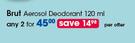Brut Aerosol Deodorant-2X120ml