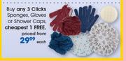 Clicks Sponges, Gloves Or Shower Caps-Each
