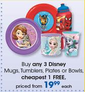 Disney Mugs, Tumblers, Plates Or Bowls-Each