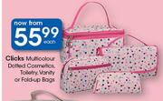 Clicks Multicolour Dotted Cosmetics, Toiletry, Vanity Or Fold-Up Bags-Each