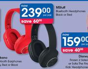 Mstuff Bluetooth Headphones (Black Or Red)-Per Pair