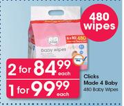 Clicks Made 4 Baby Wipes-480's Each