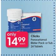 Clicks Paracetamol Blister Pack Or Tablets Tub-24's