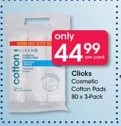 Clicks Cosmetic Cotton Pads 3X80's-Per Pack
