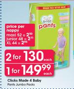 Clicks Made 4 Baby Pants Jumbo Packs-Each