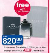 Coach Men's EDP Fragrance-50ml Or Larger & Free Coach Towel