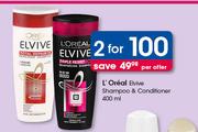 L'Oreal Elvive Shampoo Or Conditioner-2 x 400ml